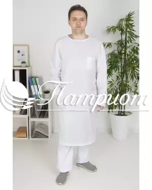 Халат хирург универсальный белый ткань ТИСИ Модель 3